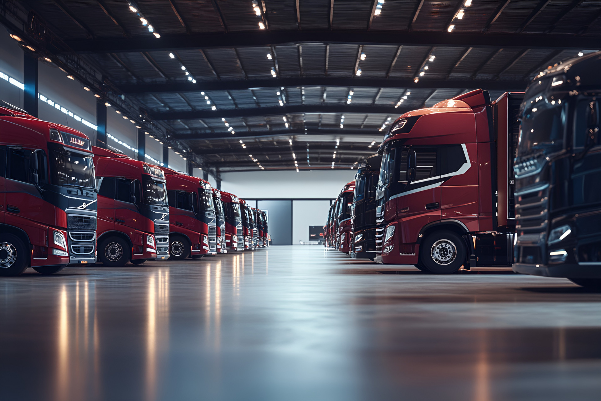 摄图网_602964760_红色卡车整齐排列在宽敞仓库内(非企业商用).jpg