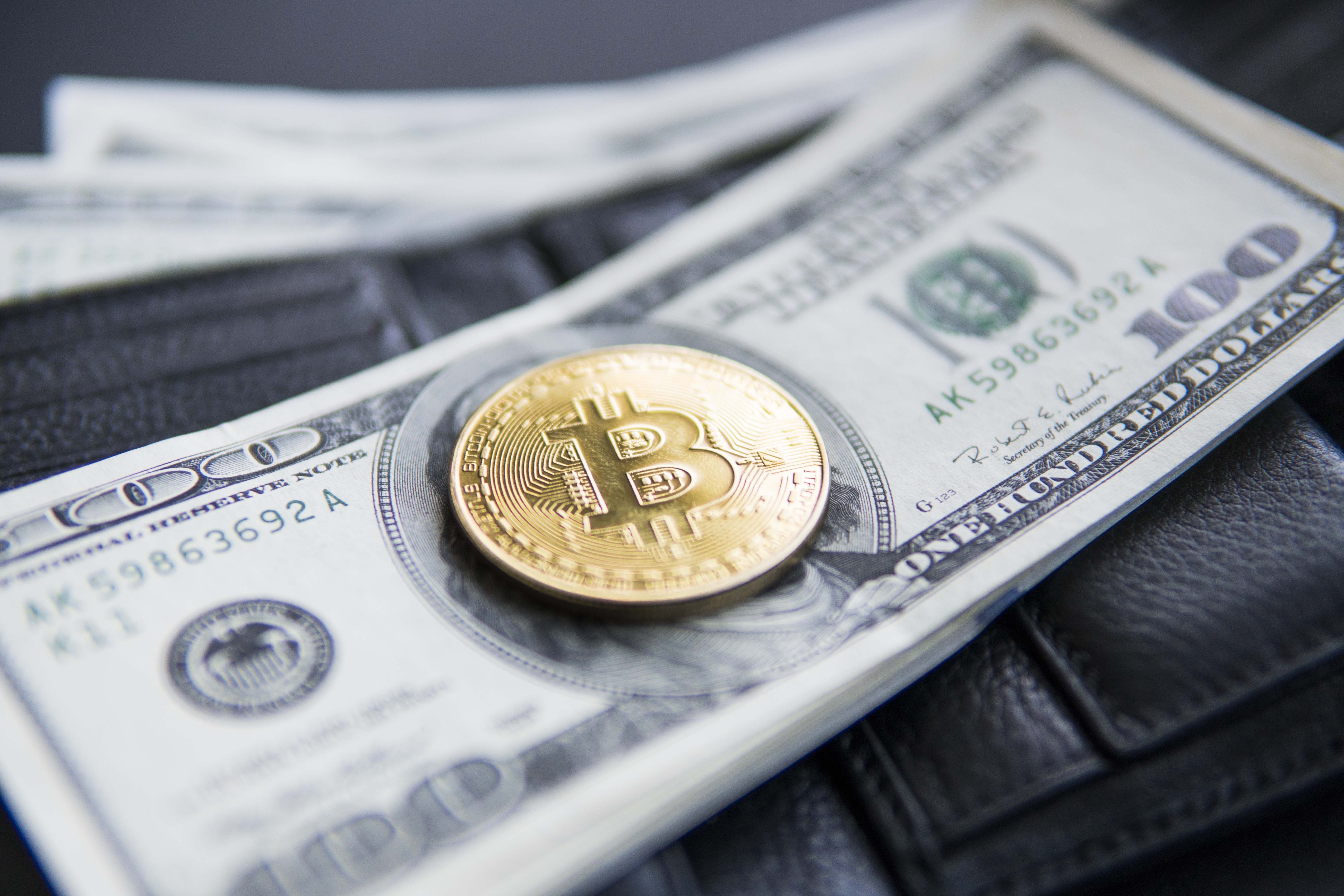 摄图网_329518958_把我们一百美元的金币比特币放在皮革上 一个装满钱的钱包 从开采加密货币中获利 有美元和黄金比特币的矿工 商业的 商业的 货币电子(非企业商用).jpg