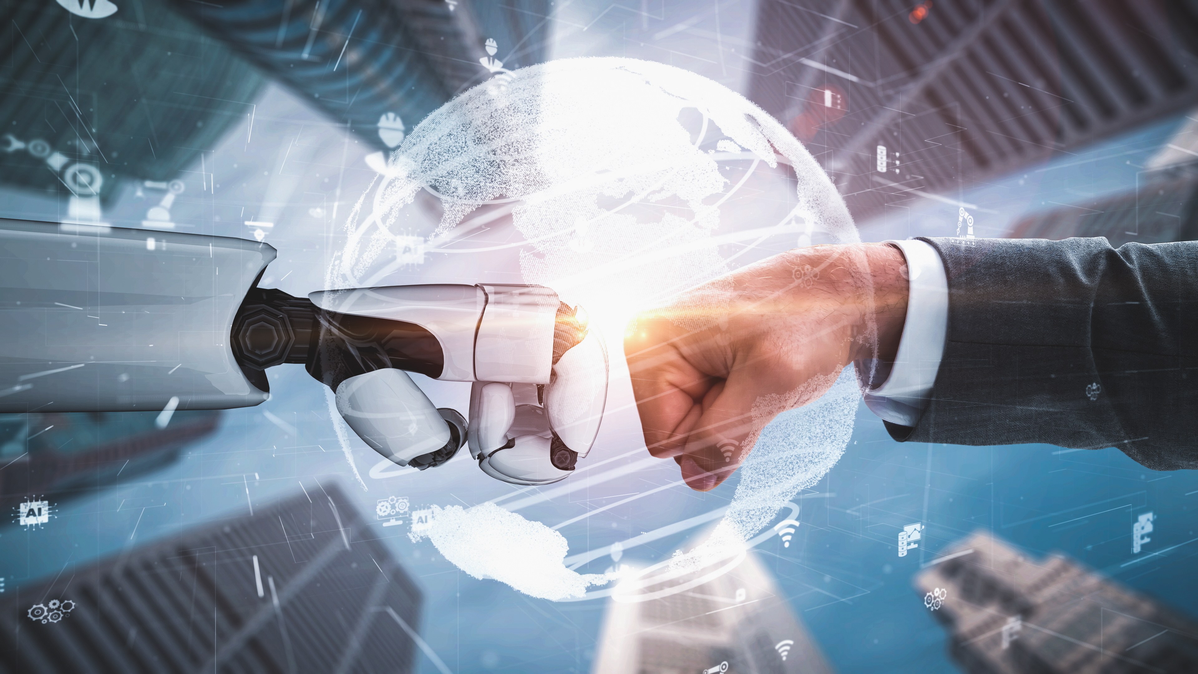 摄图网_330351221_未来的机器人人造智能 启发AI技术概念的人类人工智能科学数据后勤网络男人电脑创新3d工程自动化(非企业商用).jpg